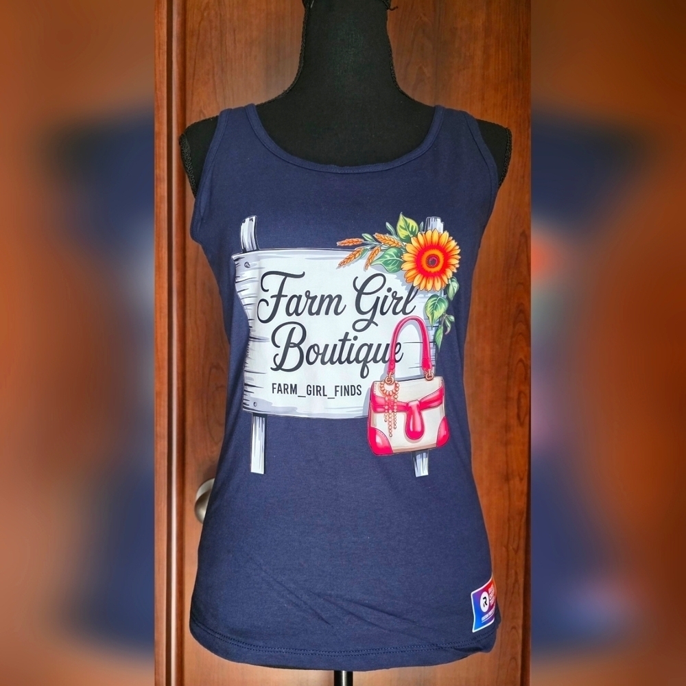 Farm Girl Boutique Navy Tank Top NWT